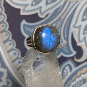 Genuine Labradorite Gemstone, 925 Sterling Silver Ring